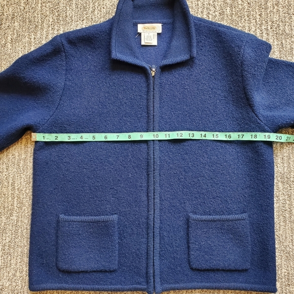 EUC Vintage Talbots Wool Sweater Zipper Jacket Petite Small Blue - Picture 7 of 8